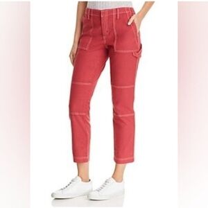 Joie Vibrant Red Cotton/Linen High Rise Pants